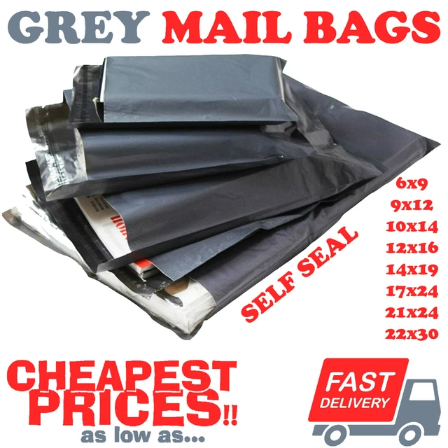 STRONG GREY MAILING Post Mail Postal Bags Poly Postage Self Seal Strong