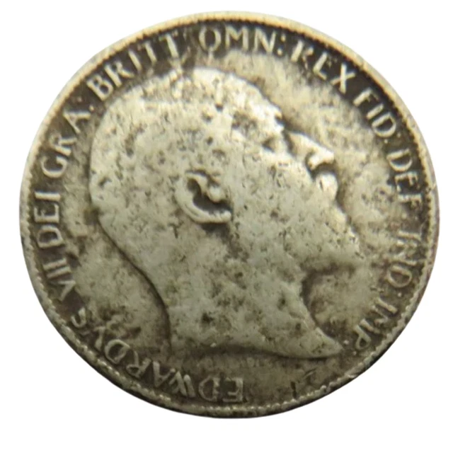1909 King Edward VII Silver Sixpence Coin - Great Britain