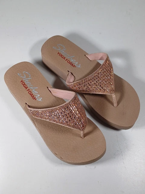 SKECHERS SANDAL YOGA Foam Size 6 Brown Pink Vinyasa Pearl