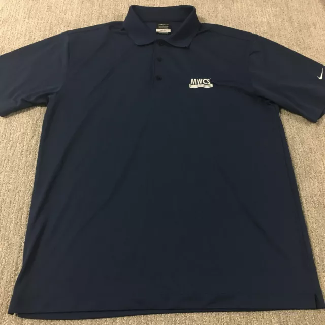 Nike Golf Polo Shirt Mens Large Blue Short Sleeve Embroidered Logo Sport Drifit