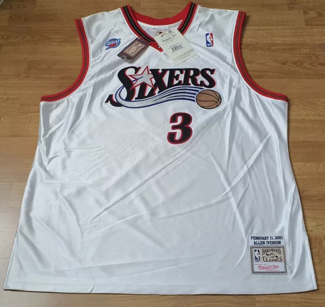 ALLEN IVERSON PHILA 76ers AUTHENTIC MITCHELL & NESS HARDWOOD CLASSIC JERSEY NWT