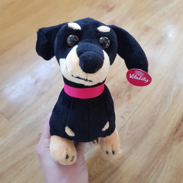 VITALITY DACHSHUND SAUSAGE Dog Soft Toy Plush 9 Inches Long Puppy Black
