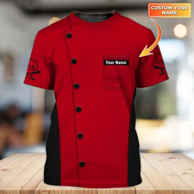 Custom Name Red T Shirt For A Master Chef Cooking Lover Chef Uniform_8931