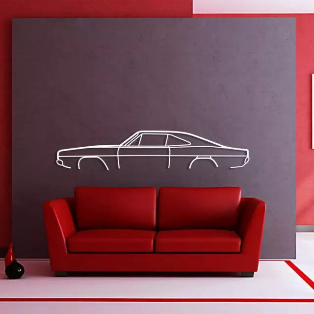 Wall Art Home Decor 3D Acrylic Metal Car Auto Poster USA Silhouette 1969 Charger