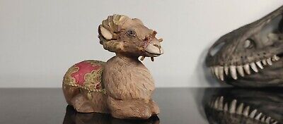 Vintage Hand Carved Wooden Ram Figurine MCM Boho Decor Nature Made in Russia