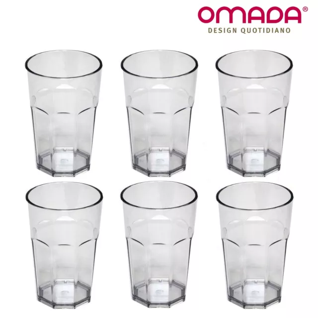 6 Bicchieri Plastica Cocktail, Infrangibili, Impilabili, da 425 ml, Omada Design