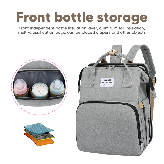Foldbale Diaper Bag 2 in 1 Baby Bed Portable Bassinet Crib Backpack Travel/Sleep