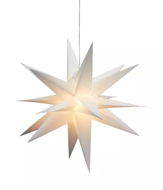 LED Leuchtstern Weiss Ø 60 cm 3D Hänge Stern PVC Weihnachtsstern Timerfunktion