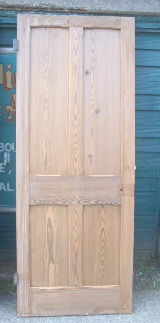 5094 Heavy late Victorian stripped pitch pine four panel door 4 of 6