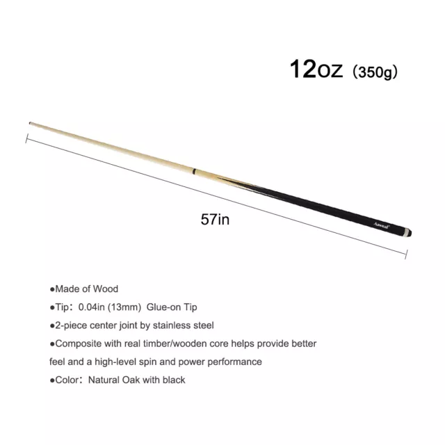 2 x Aaweal 57'' Inch Snooker/Pool Cues Billiard Sticks, Two-Piece Pool Table Cue 3