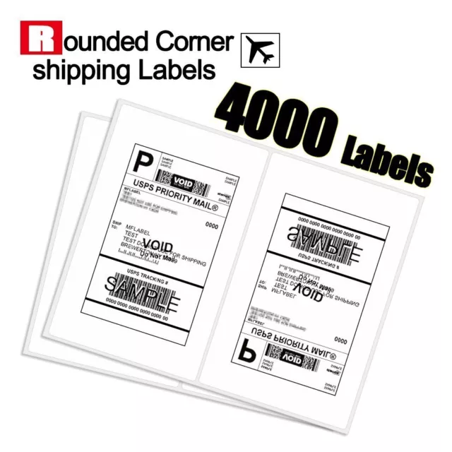 Rounded Corner 4000 Half Sheet Shipping Labels 8.5x5.5 Self Adhesive Paper