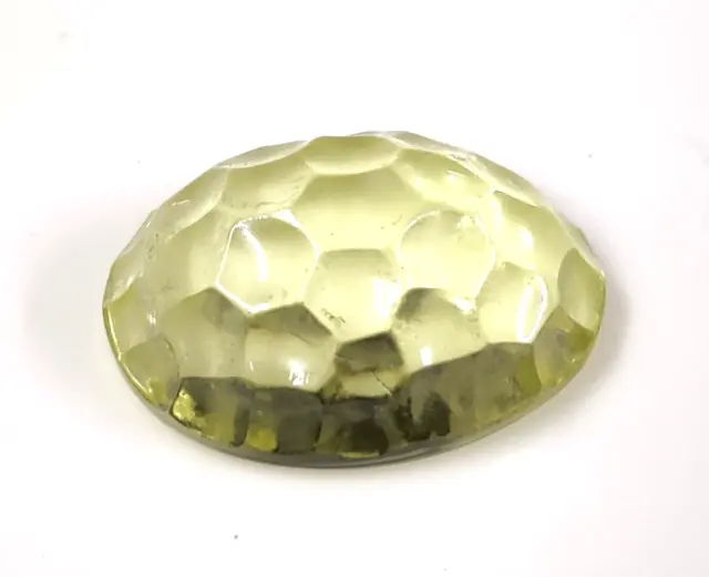 Natural Lemon Quartz Honeycomb Hand Carved Oval Cut Cut 16x12mm Gemstone 7.8cts.