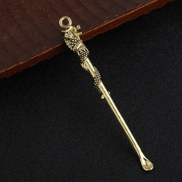 Recolectores de cera de orejas de latón portátiles llavero colgante púas de orejas curette (H)