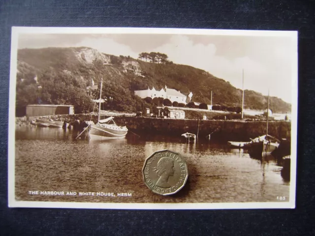 Herm The Harbour and White House Channel Islands RP Postcard