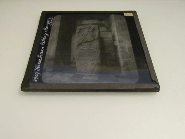 Glass Magic Lantern Slide HEXHAM ABBEY ROMAN SLAB C1900 NORTHUMBERLAND 2