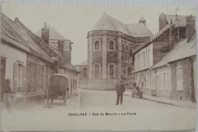 Chaulnes 80 CPA Rue Du Moulin- La Post Good Condition 1920