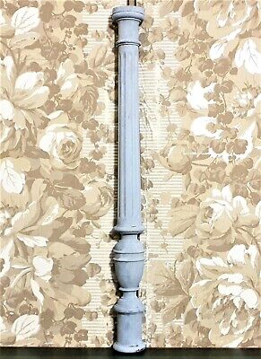 Victorian gray painted wood carving column Antique french architectural salvage 5