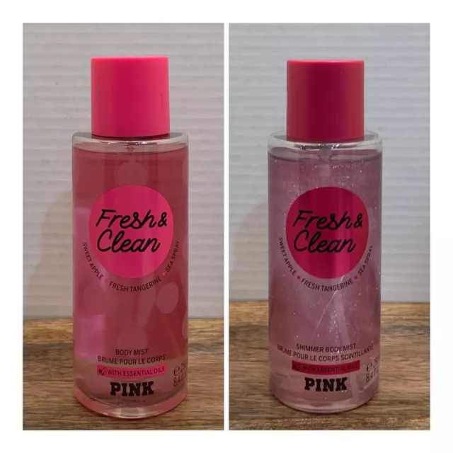 Victoria's Secret PINK Fresh & Clean Body Mist and Shimmer Mist ~ 8.4 fl.oz.