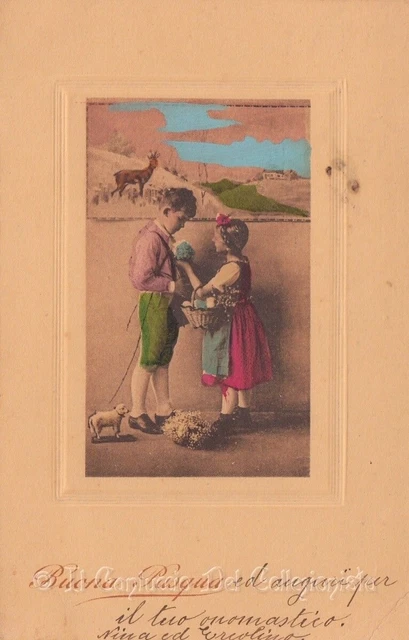 1914 Buona Pasqua cartolina augurale bambini
