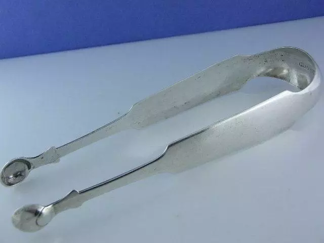 Early Coin Silver Lg Sugar Serving Tongs HARVEY LEWIS Philadelphia PA c1802-1827