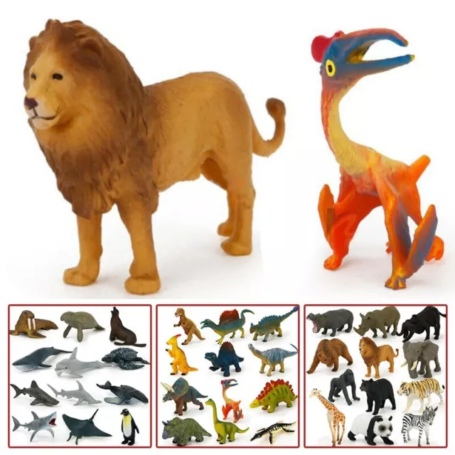 12 pièces petites figurines d'animaux en plastique jouets de dinosaure interact