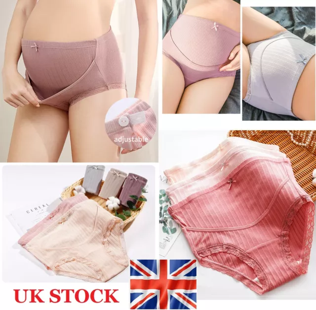 4PCS Maternity Knickers Adjustable High Cut Cotton Over Bump Underwear Panties