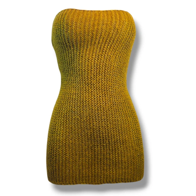 H&M Knit Bodycon Sexy Mini Bandage Dress Womens Size S Olive Green Skirt Stretch
