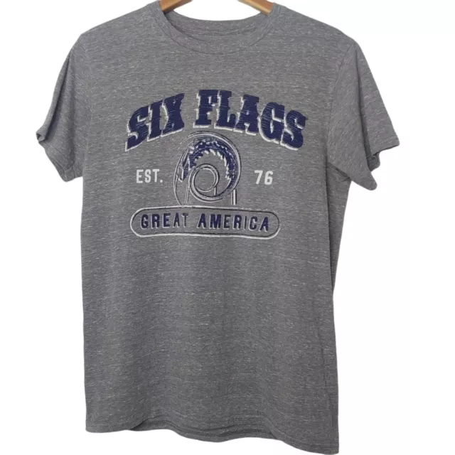 Six Flags Great America EST 1976 Medium T Shirt Amusement Park Roller Coaster