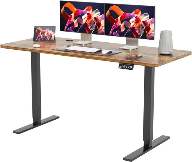 Height Adjustable Electric Standing Desk 55 Inch Computer Table, Home Office Wor