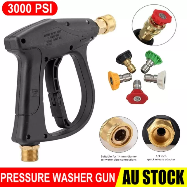 5 Nozzle 3000 PSI High Pressure Washer Gun Set Car Wash Spray Short Wand Lance