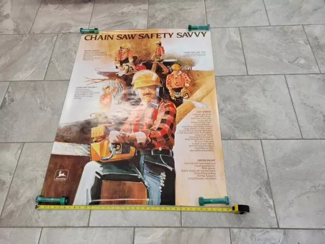 Vintage 1981  John Deere Poster. Chain Saw Safety Savvy.