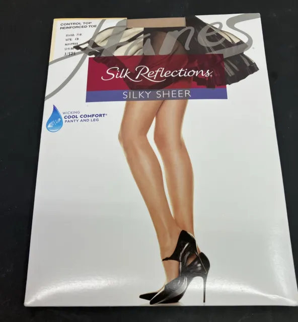 HANES REFLECTIONS SILKY Sheer Pantyhose Size AB Color Pearl New