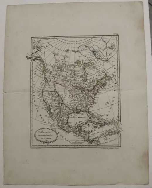 North America 1847 Pierre Lapie & Merolla Unusual Antique Map Italian Edition