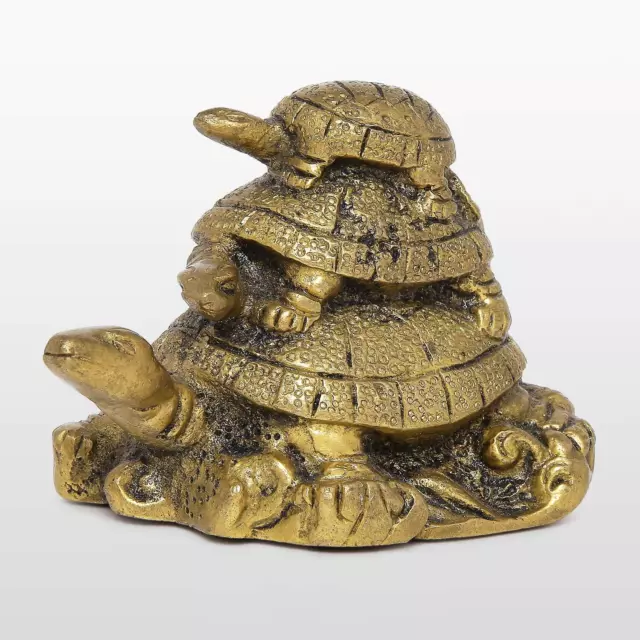 Brass Engraved Turtle  Rare Showpiece Statue For Home Office Decor