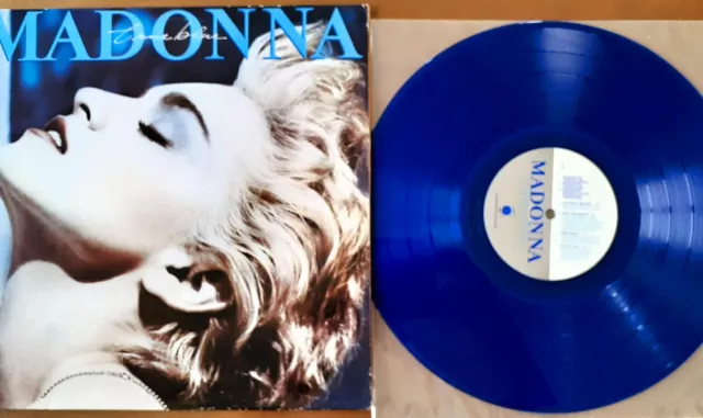 MADONNA - TRUE BLUE : New Zealand BLUE LP Vinyl + Poster : very rare