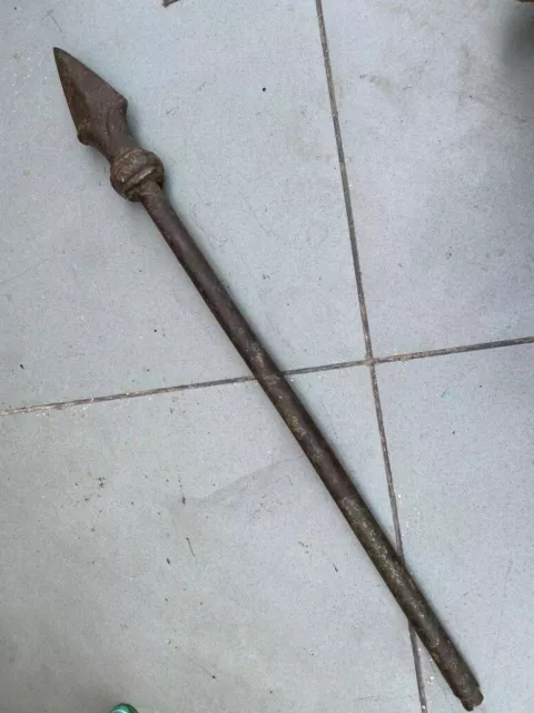 19th C Antique Old Solid Iron Hand Forged Mughal Period Throwing Spear Javelin
