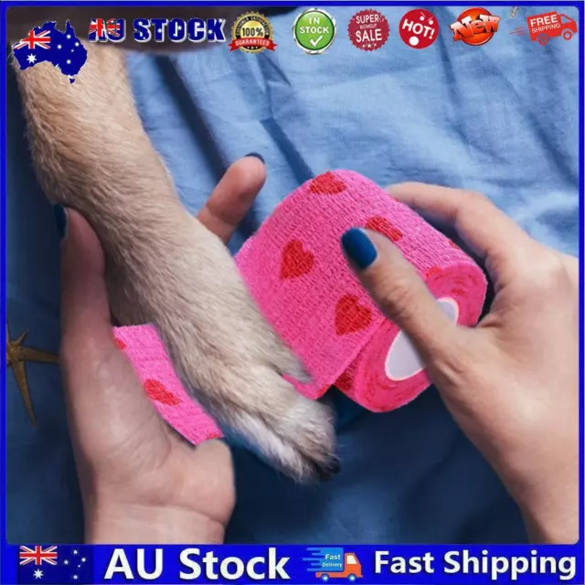 AU Rose Red Heart Rolls Bandages Elastic Cohesive Bandage Practical for Pets Ani