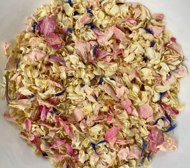 Biodegradable Wedding Confetti Pink, Blue & Ivory Natural Dried Petals Eco 1L