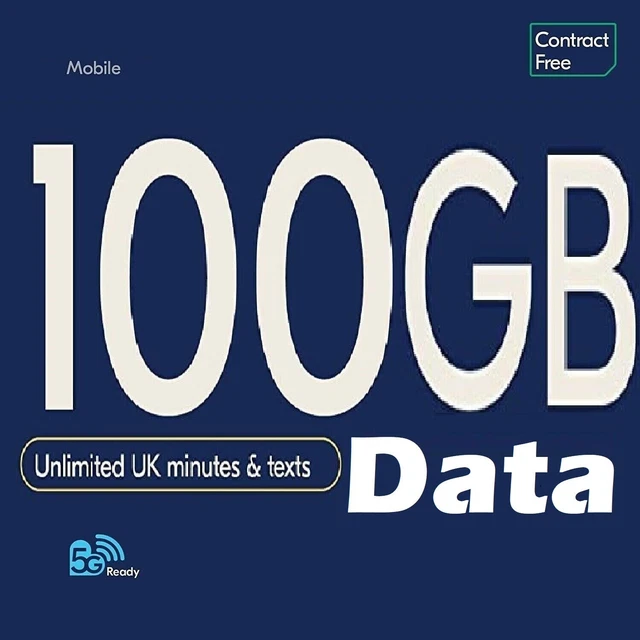 100GB Vodafone 'Mobile Broadband' Data Pay as you go SIM Card - Fit all device