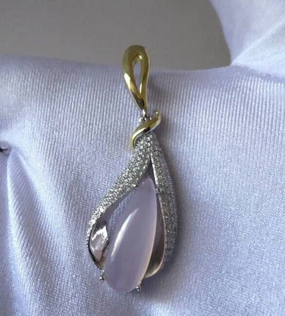 Pendentif Quartz Fantôme En Argent 925 – Cabochon 14,50g, Couleur Brun Violet, Neuf