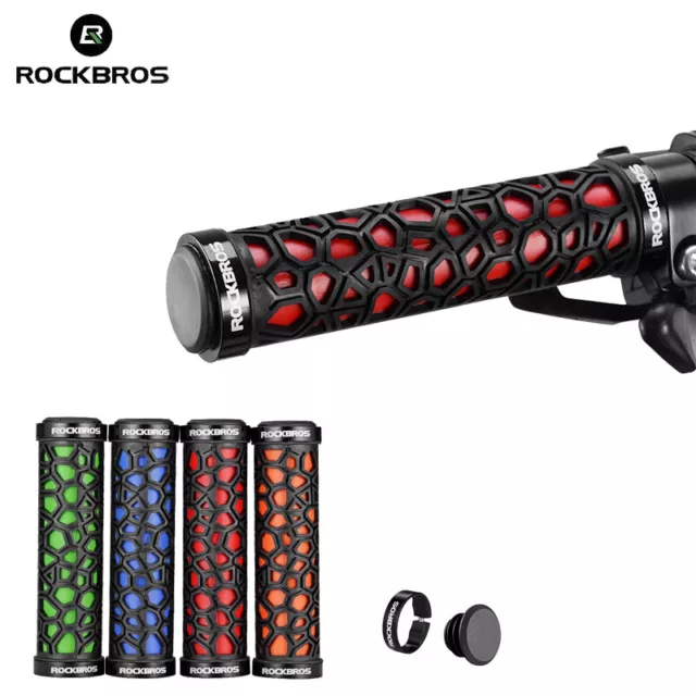 ROCKBROS Bike Grips Cycling MTB Bicycle Handlebar Grips Lock-on Rubber Anti-Slip