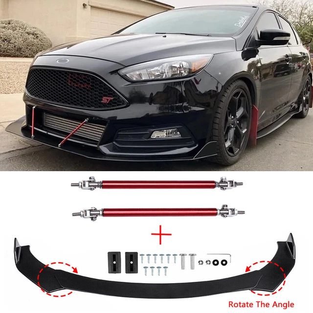 For Ford Focus RS ST MK3 MK4 Front Bumper Lip Splitter Spoiler Chin + Strut Rods