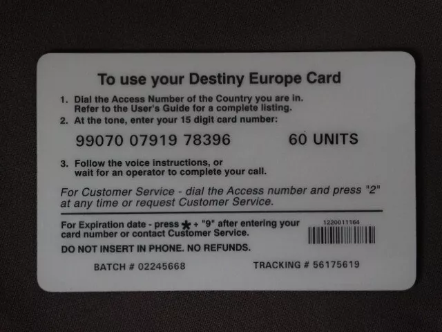 Prepaid kaart UK - Destiny Europe Card 2