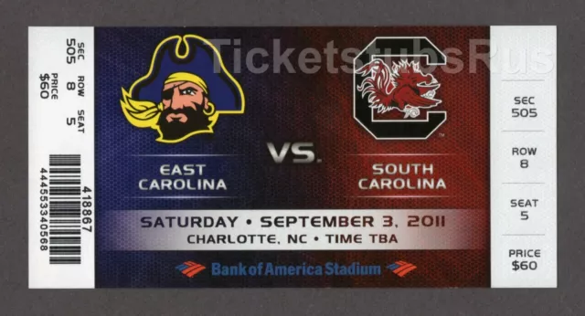 Jadeveon Clowney NCAA COLLEGE FOOTBALL DEBUT 2011 Gamecocks Pirates Full Ticket 2