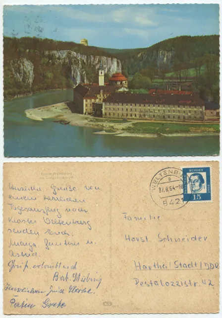 32777 - Monastery Weltenburg on the Danube breakthrough - postcard, run 31.8.1964