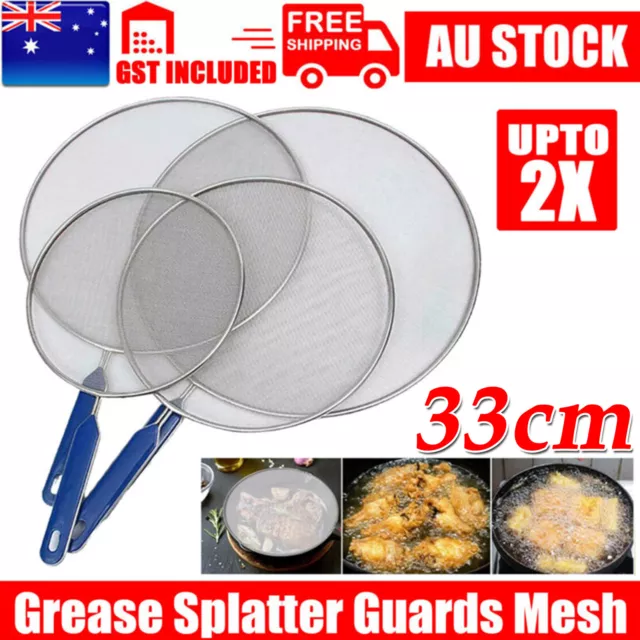 33cm Anti Splatter Guard Oil Net Splash Cover Pan Screen Kitchen Cooking Frying