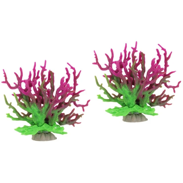 Set 2 Desktop Aquarium Plant Realistic Fake Coral Tablescape Decor Small