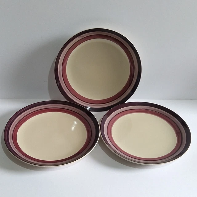 Platos de ensalada - Next Crema con borde de ciruela a rayas platos de ensalada pintados a mano x 3.