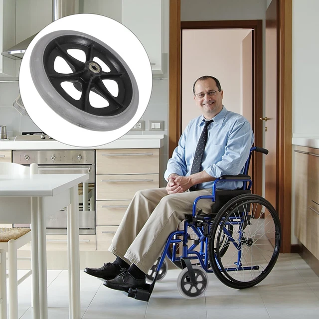 WHEELCHAIR WHEELS REPLACEMENT Mobility Walker Spare 8 Inch Front Smooth