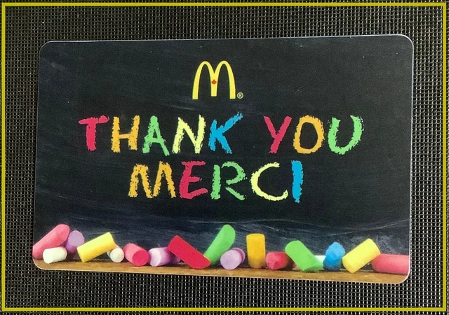 🇨🇦 Canada  🇨🇦 2014 Mcdonalds Thank You Merci Gift Card -------- New